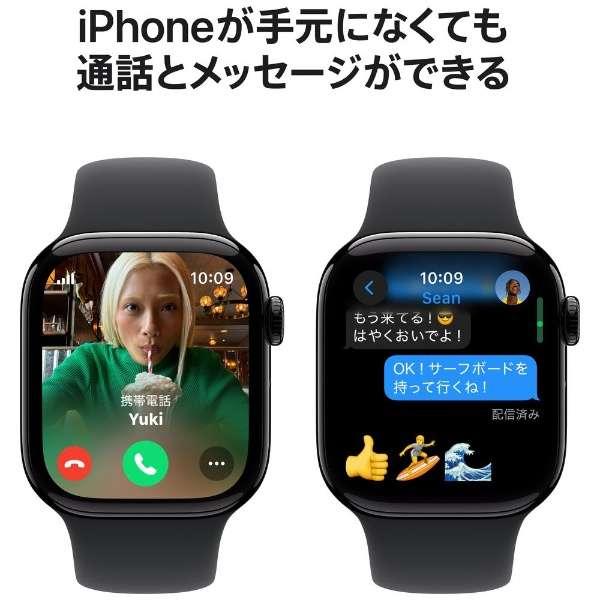 Apple Watch Series 10（GPS + Cellularモデル）- 46mmジェットブラックアルミニウムケースとブラックスポーツバンド - M/L　MWY43J/A 7