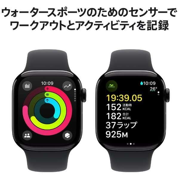 Apple Watch Series 10（GPS + Cellularモデル）- 46mmジェットブラックアルミニウムケースとブラックスポーツバンド - S/M　MWY33J/A 4
