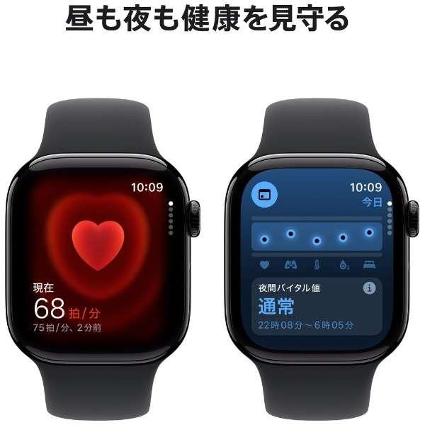 Apple Watch Series 10（GPS + Cellularモデル）- 46mmジェットブラックアルミニウムケースとブラックスポーツバンド - S/M　MWY33J/A 5