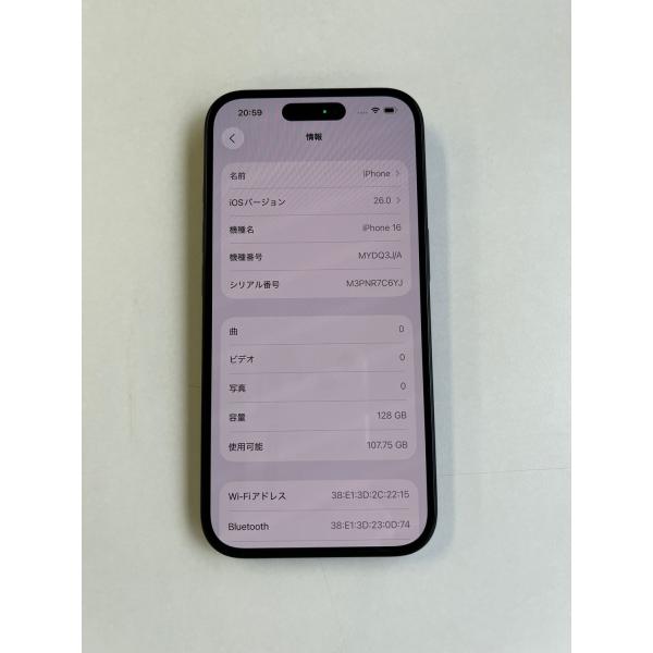 美品 iPhone 16 128GB ブラック バッテリー88% MYDQ3J/A - 6913 3