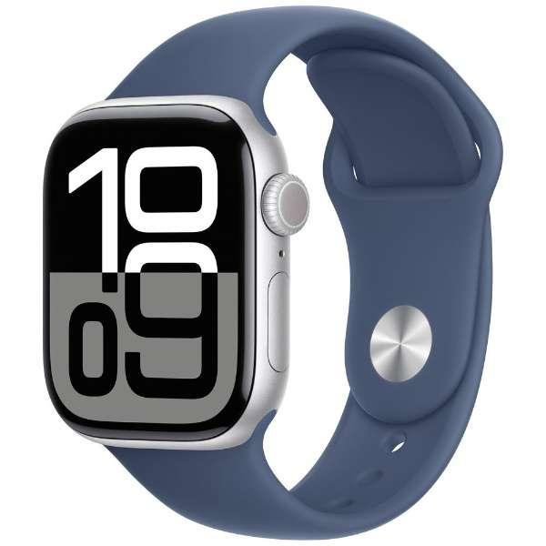 Apple Watch Series 10（GPS + Cellularモデル）- 46mmシルバーアルミニウムケースとデニムスポーツバンド - S/M　MWY03J/A