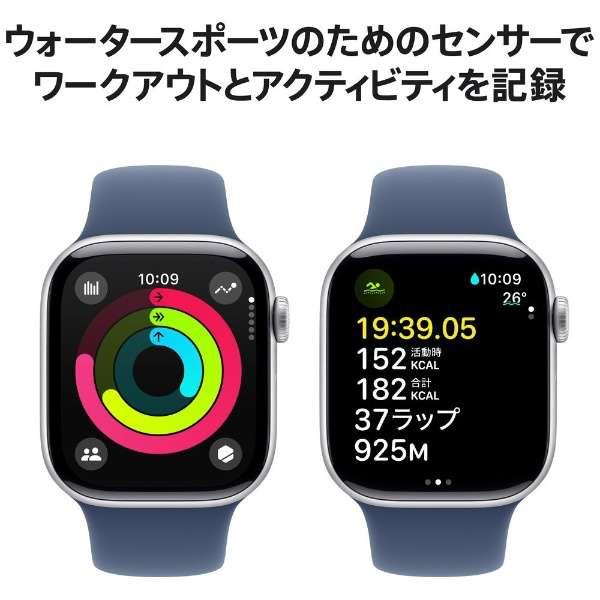 Apple Watch Series 10（GPS + Cellularモデル）- 46mmシルバーアルミニウムケースとデニムスポーツバンド - S/M　MWY03J/A 4