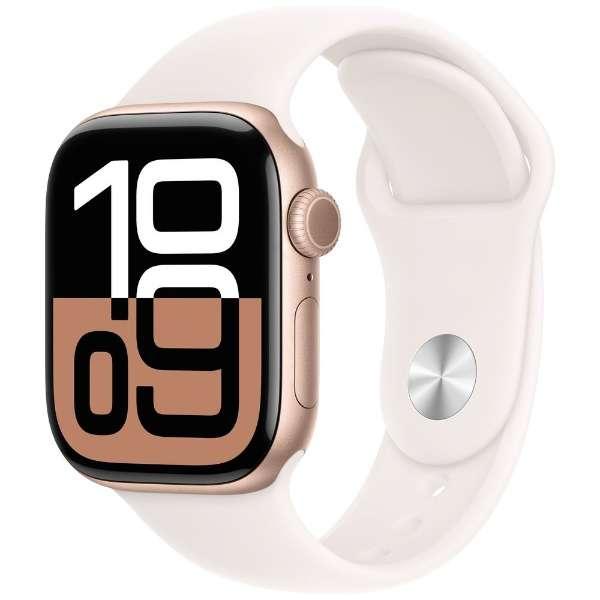Apple Watch Series 10（GPS + Cellularモデル）- 42mmローズゴールドアルミニウムケースとライトブラッシュスポーツバンド - M/L　MWXA3J/A